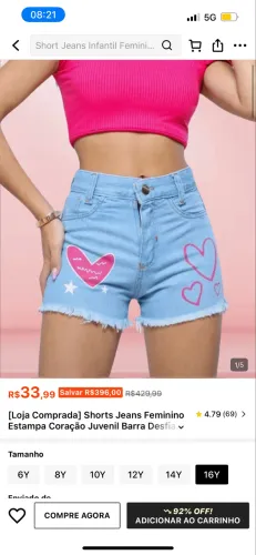 Short Jeans Menina