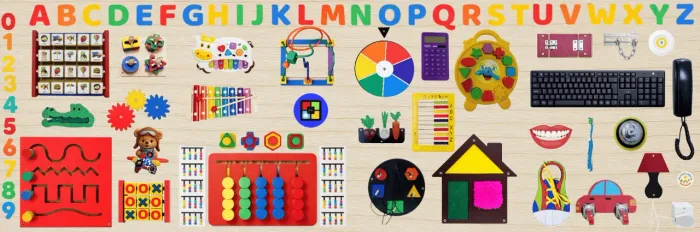 Painel Atividades Sensoriais Educativo Montessori 2.40x80