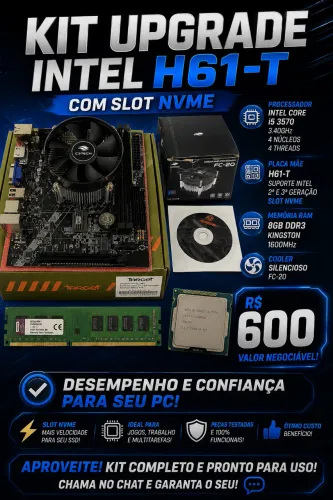 KIT UPGRADE H61-T COM SLOT SSD NVME I5 3570 8 GB RAM E AIR COOLER POTENTE