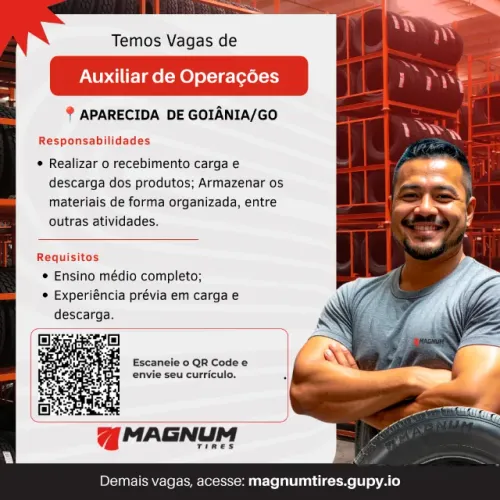 Auxiliar de Operação - Aparecida Goiânia/GO