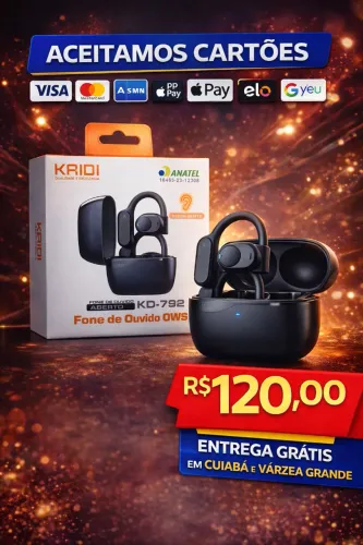1. Fone Bluetooth KAIDI KD-792 OWS - Design Aberto + Entrega Grátis