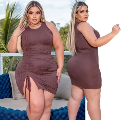 Vestido Canelado Plus Size Tamanho 50/52