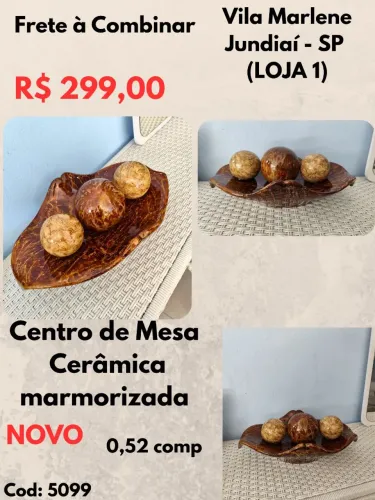 Centro de mesa cerâmica marmorizada ( novo)