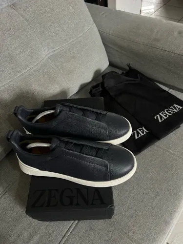 TÊNIS ZEGNA TRIPLE STITCH AZUL MARINHO - 42/43