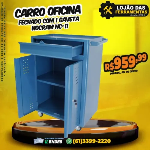 Carro Oficina Fechado Com 1 Gaveta Nocram NC-11