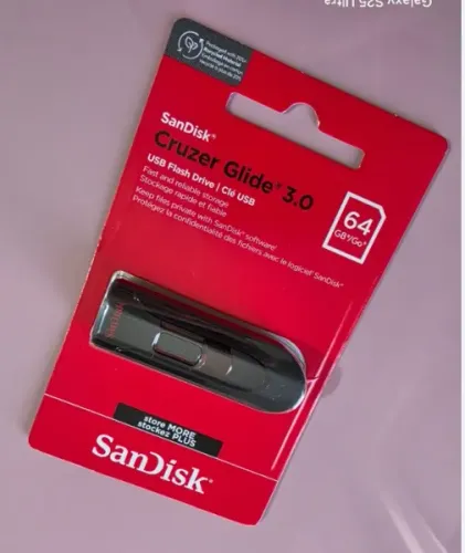 Pen Drive SanDisk 64GB Cruzer Glide 3.0, Novo (sem uso), Nota Fiscal