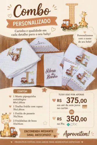 Fraldas bordadas personalizadas 