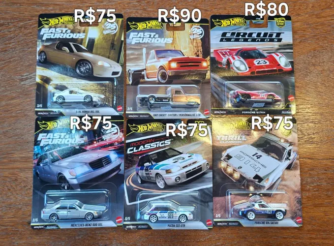 Coleção Hot Wheels Premium (Velozes e Furiosos, Porsche, picapes)