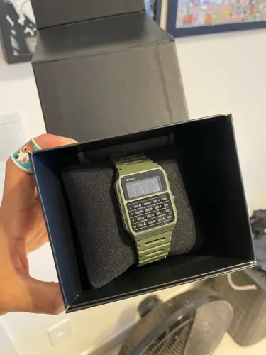 Casio Relógio masculino digital verde CA - 53WF - 3B calculadora original