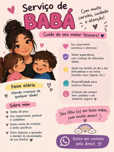 Babá diária ou meio período