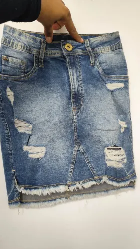 Saia jeans feminina - modeladora