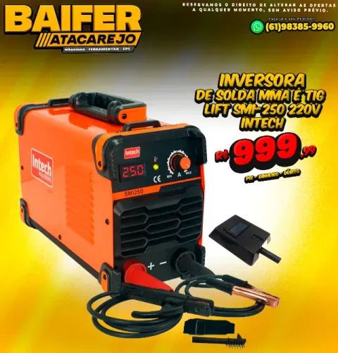 Inversora de Solda MMA e TIG Lift SMI-250 220v Intech