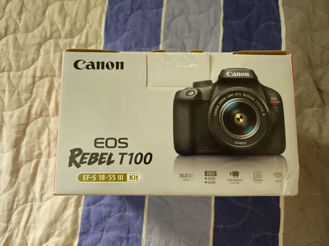 Canon Eos T100 18mp + Lente Ef 18-55m + Parasolm + Lente Ef 75-300mm 