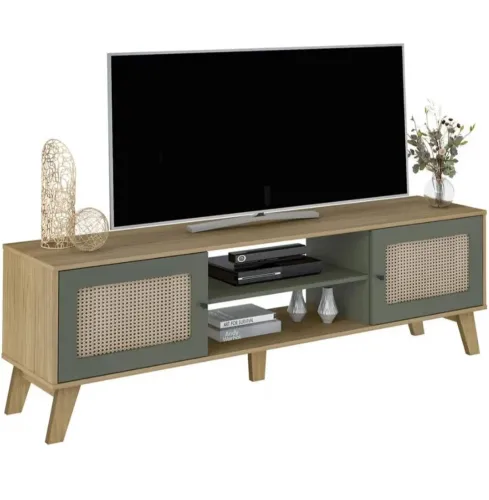 RACK PARA TV ATÉ 75'' CHARLOTTE | ARTELY | CARVALHO COM MENTA