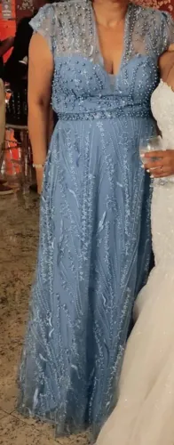 Vestido mãe da noiva, azul serenyti R$460