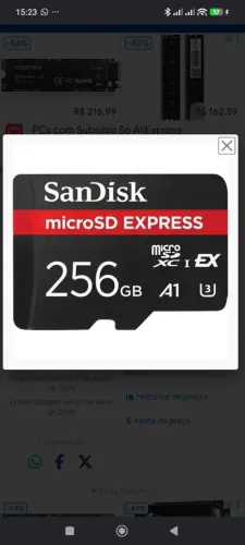 Cartão de Memória Sandisk Express Micro SDXC 256GB 880MB/s