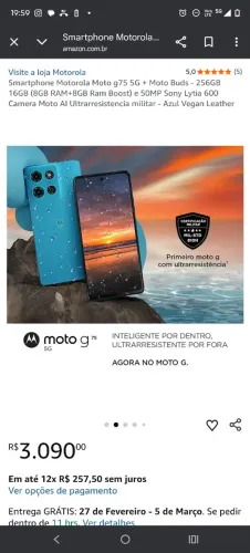 Moto G75 Top de 3.000 por 1700