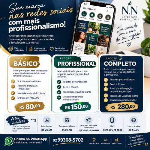 ARTES PARA REDES SOCIAIS | PACOTES A PARTIR DE R$ 80