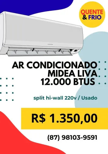 Ar condicionado split 12.000 BTUs, quente e frio, Midea