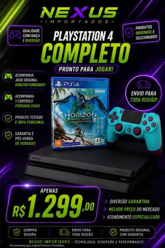 PS4 COM CONTROLE E JOGO ORIGINAL