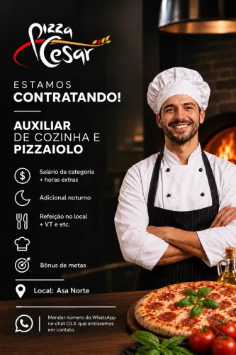 Vaga para Pizzaiolo e Auxiliar