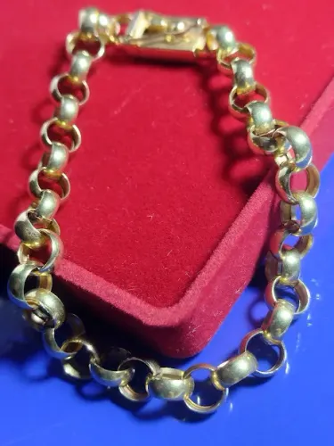 Pulseira Elos Português Ouro 18 Kilates Peso 12 Gramas 8 mm