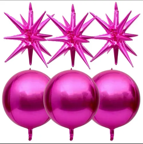 kit com 6 balões rosa metalizadoa
