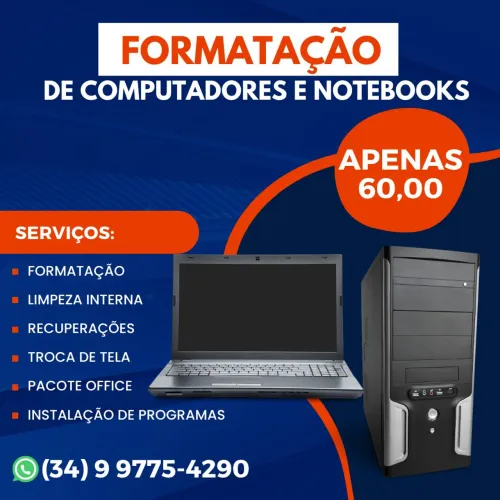 FORMATAÇÃO DE COMPUTADORES E NOTEBOOKS EM UBERLÂNDIA E REGIÃO .<br>