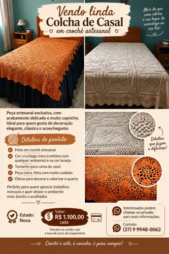 Duas Colchas de Crochê Casal - Artesanais e Exclusivas