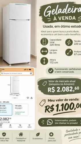 Vendo Geladeira Cônsul duplex 4 anos de uso