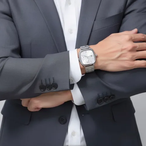 Relógio Masculino Quadrado Prata Elegante Social Premium