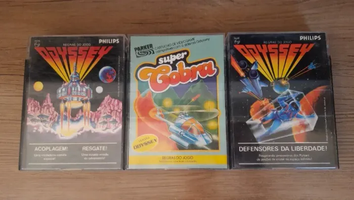 Lote três jogos para Philips Magnavox Odyssey antigo anos 80 coleção