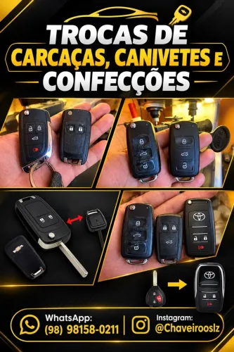 Troca e confecção de chaves canivetes (todos os modelos de carro)