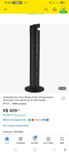 Ventilador de Torre Midea Novo