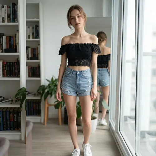 Cropped Feminino Tomara que Caia em Renda Preta (Tamanho PP)