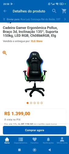 CADEIRA GAMER RGB