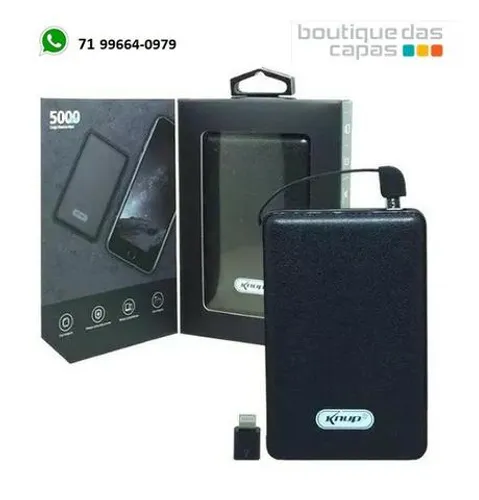 Mini Carregador Portátil Power Bank Knup 5000mah Android Iphone Knup KP-PB03