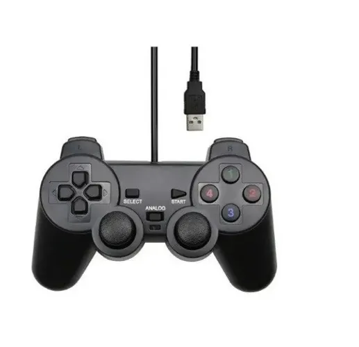 Controle Dualshock Com Fio- Vibração Usb Ps2 Playstation Pc