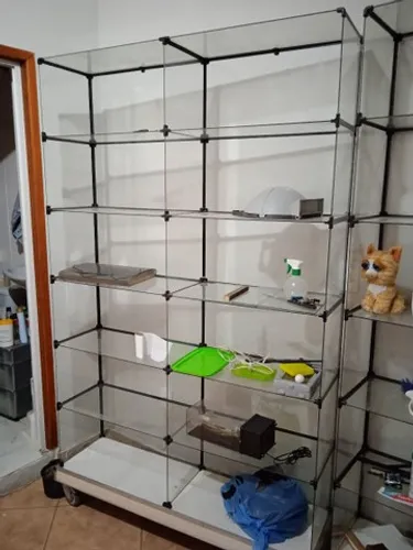 Rack expositor prateleiras de vidro