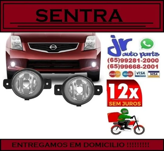 Par de Farol de Milha Sentra 10 11 12 13 Auxiliar Neblina 