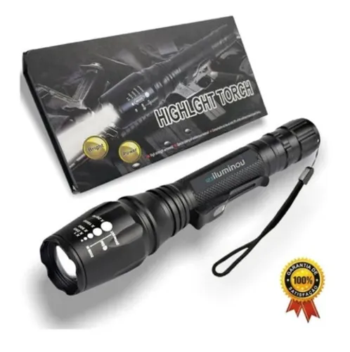 Lanterna Tática Policial Led Cree Recarregável 22000w X9 T6 2 Baterias