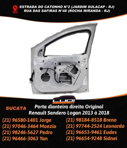 Porta dianteira direita Renault Sandero Logan 2013 à 2018 Original
