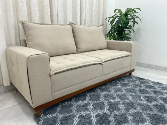 Promoção! Sofá 2 lugares Arezzo Living 2.00m Linho Bege Frete Grátis