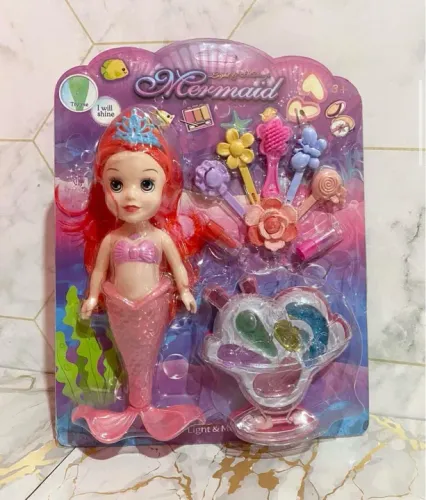 Boneca Sereia com Acessórios de Maquiagem - Brinquedo Infantil