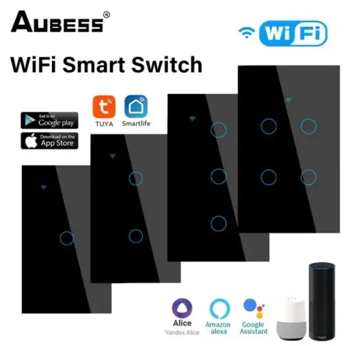 Interruptor Wifi Com 2 Botões Tuya, compatível com Alexa 
