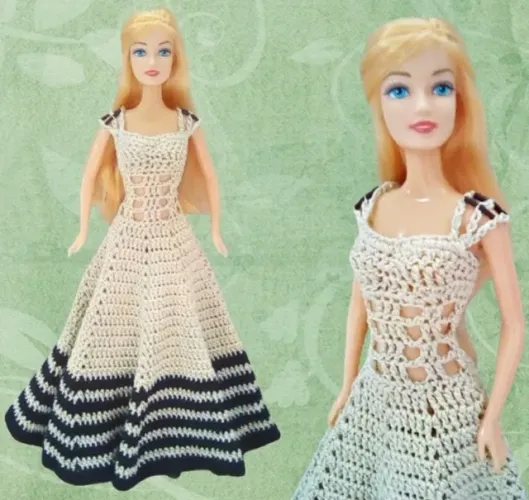 Vestido de crochê para bonecas tipo Barbie