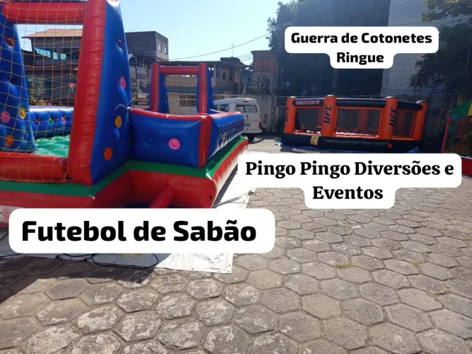 Aluguel de brinquedos infláveis para festas, Futebol de Sabão, Guerra de Cotonetes...