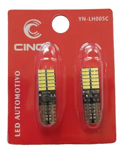 Par Lâmpadas Pingo Camarão Led T10 24 Smd Canbus Canceller