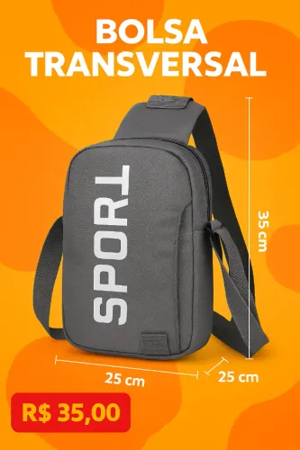 Bolsa Transversal Unissex | 25x35cm | Apenas R$35