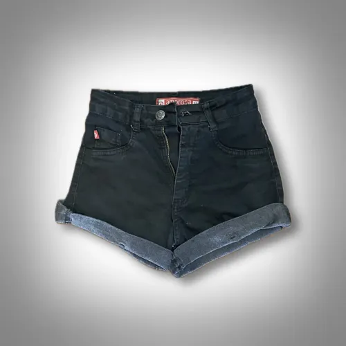Short Jeans Preto Cintura Alta (34)